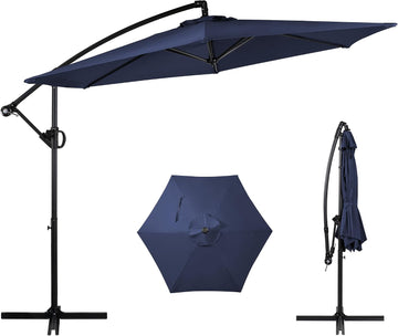 Offset Patio Umbrella with Easy Tilt Adjustment,Crank and Cross Base, Outdoor Cantilever Hanging Umbrella