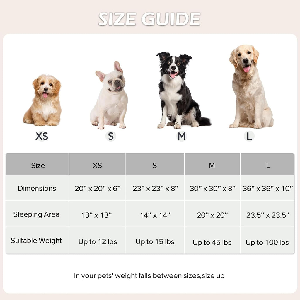 Jacquard Donut Round Dog Beds Medium Sized Dog, Brown 30x30x8in, Removable Washable Cover, Cute Pattern, Ultra Soft