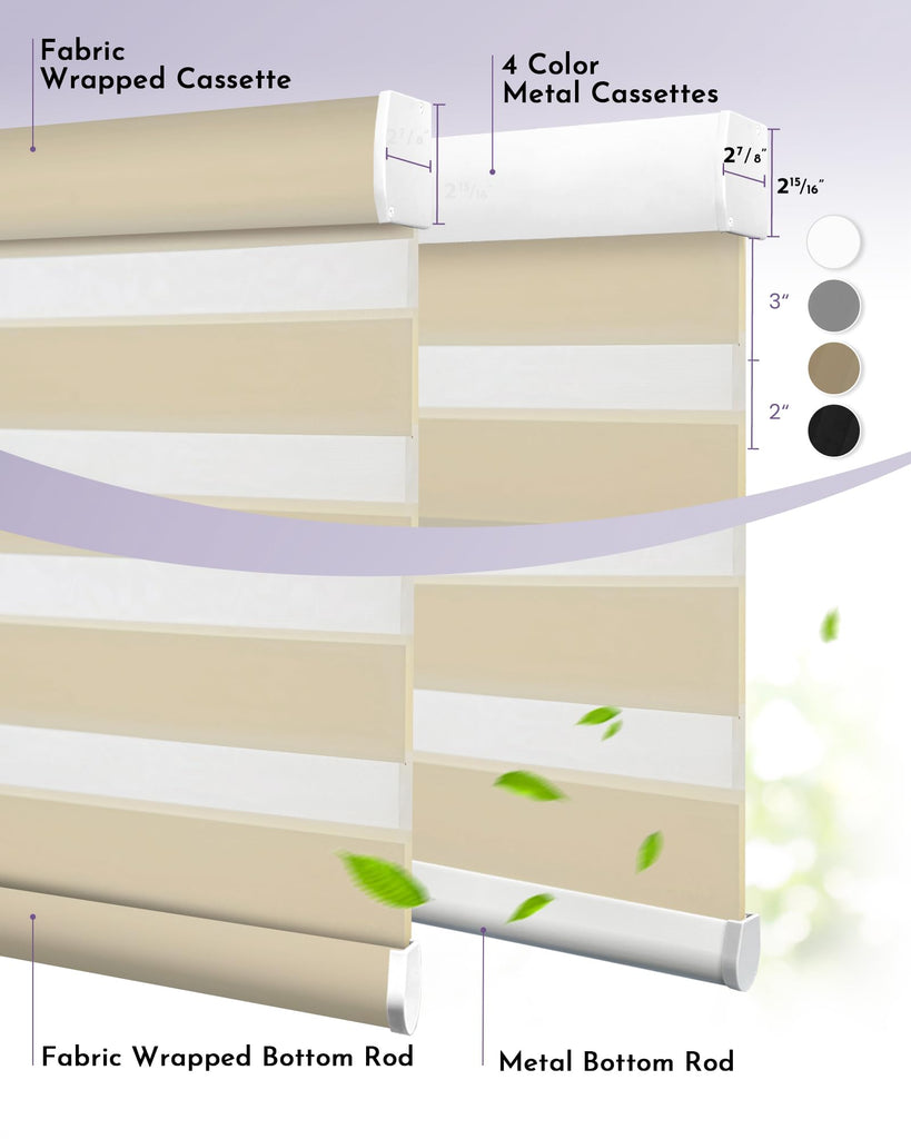 Motorized Zebra Sheer Blinds Compatible with Alexa Google Light Filtering Remote Horizontal Roller Blinds with
