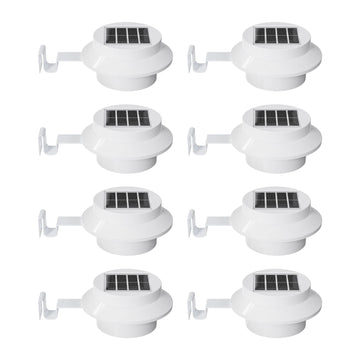 8 Pack Cool White Bright Solar Powered Gutter Mounted Lights Outdoor