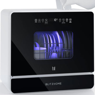 Countertop Portable Dishwasher, 9 Programs, 167℉ High-Temp, 360° 3 Spray, 24H Timing, Hot Air Drying