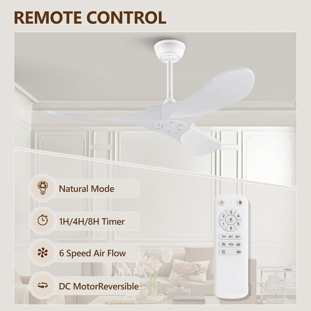 Inspired Maverick Style 42 Inch Solid Wood Ceiling Fan with Remote,White and Gold, no Light, 6 Speeds, Reversible DC Motor, Modern Ceiling Fans Without Lights for Outdoor Indoor Bedroom Farmhouse,Patios A101-B0DGXV4NBQ