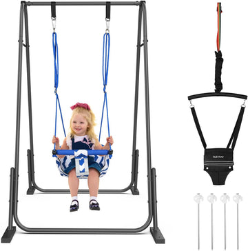 2 in 1 Baby Jumper Swing, Toddler Swing 6 Months to 6 Years Black