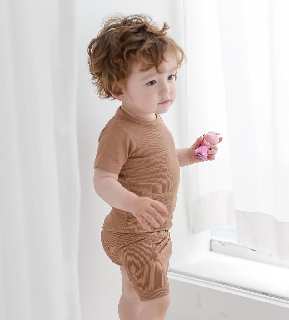 Toddler Short Pajamas Set Baby Boys Girls Kids Snug fit Ribbed Sleepwear pjs for Daily Life Style