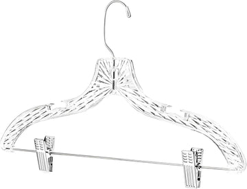 TM Clothes Hangers with Clips 25 Pack Crystal Clear Plastic Hangers