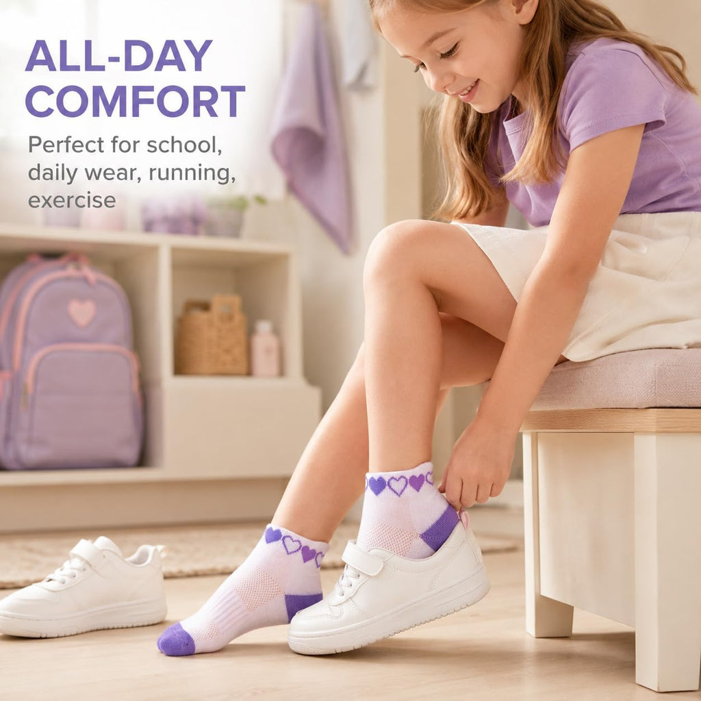 Girls Socks Ankle Athletic Kids Socks for Old