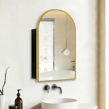 Arched Medicine Cabinet with Mirror, Surface Mounted Farmhouse Bathroom Medicine Cabinet with 20x30 inch Bathroom