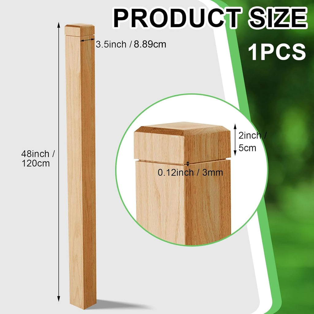 3 1/2" x 48" Solid Red Oak Stair Newel Post with Single Groove