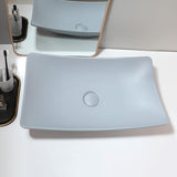 22"x14" Grey Stone Resin Vessel Sink Rectangle Bathroom Sink Above Counter, Modern Grey Vessel Sink for Bathroom Vanity