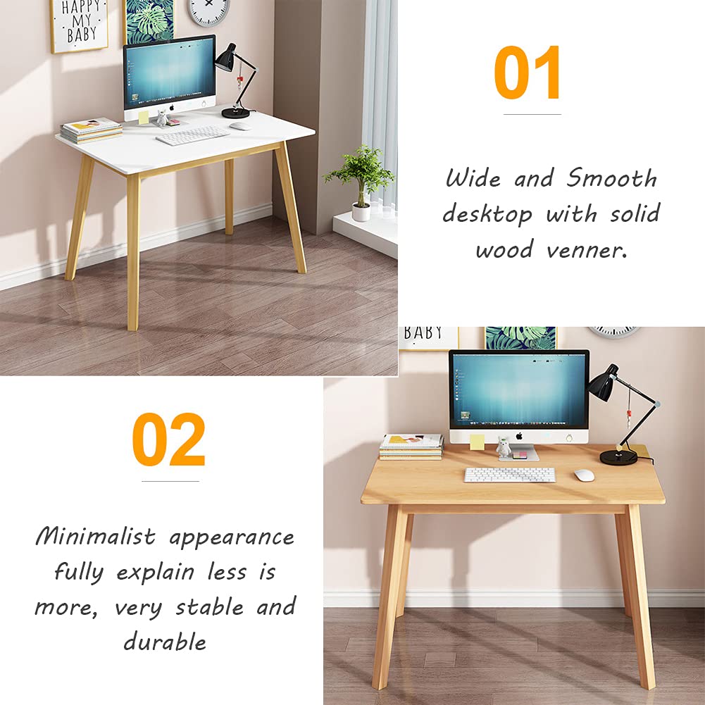 Simple Wooden Writing Desk - 47" W PC Laptop Computer Table, Walnut