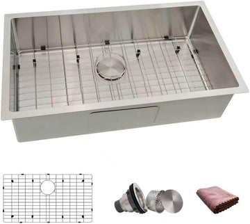 32 Inch Undermount Kitchen Sink, 32x18 Kitchen Sink Undermount, Single Bowl Undermount Sink, 18 Gauge 304 Stainless