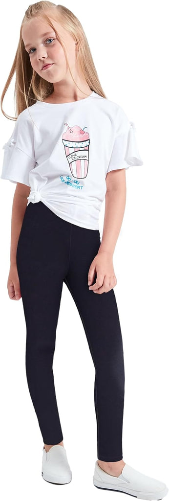 Multipack Cute Printed Girls Stretch Leggings Ankle Length