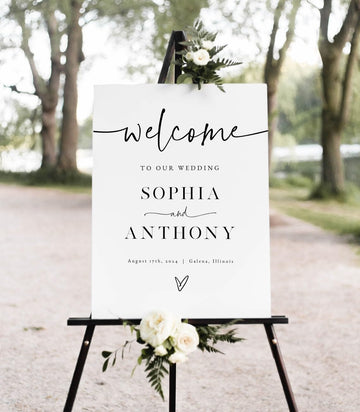 Minimalist Wedding Welcome Sign, Elegant Wedding Welcome Sign, 12" X 18" (Small), 27" (Medium), 36" (Large), Plastic