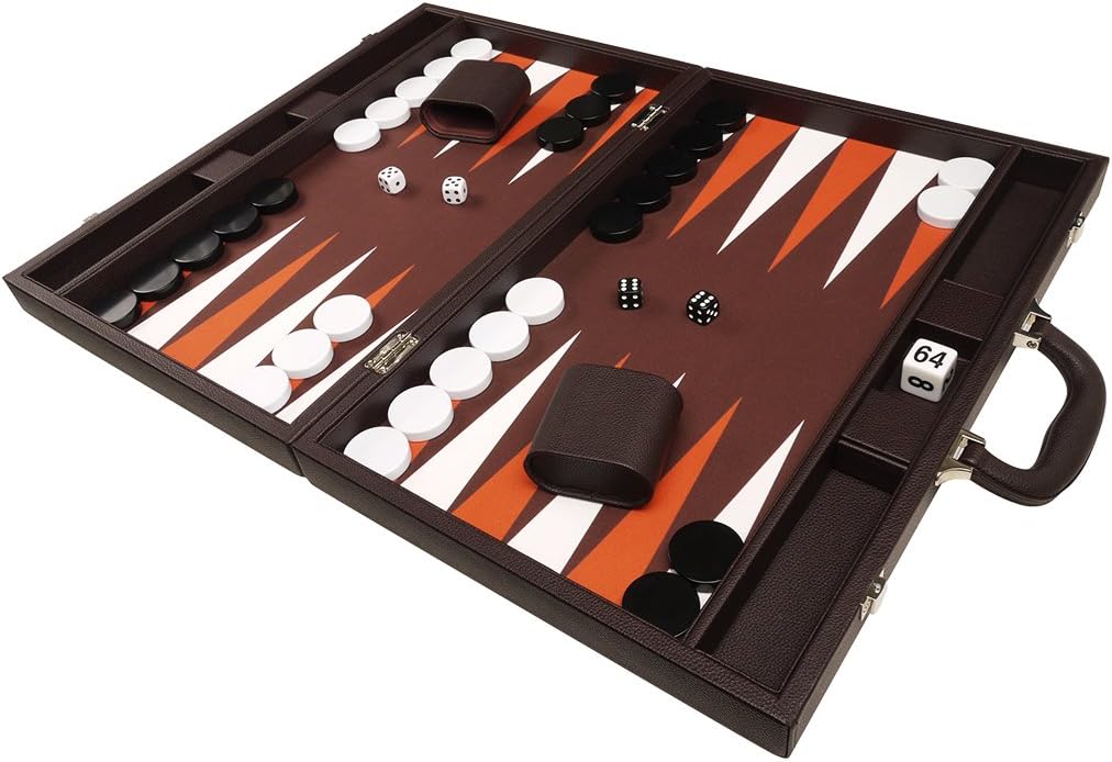 19-inch Premium Backgammon Set - Dark Brown Board