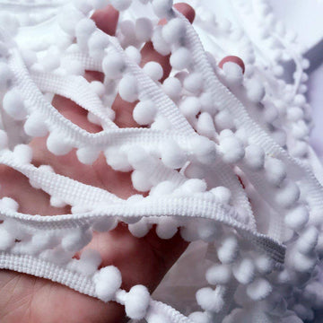 Tiny Pom Pom Ball Fringe Trim DIY Craft Sewing Accessory Curtain Clothes Pillow Decoration(pom Size - 20 Yards