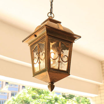 American Style Metal Chandelier Creative Design Outdoor Waterproof Pendant Light High Translucent Glass Hanging Lamp