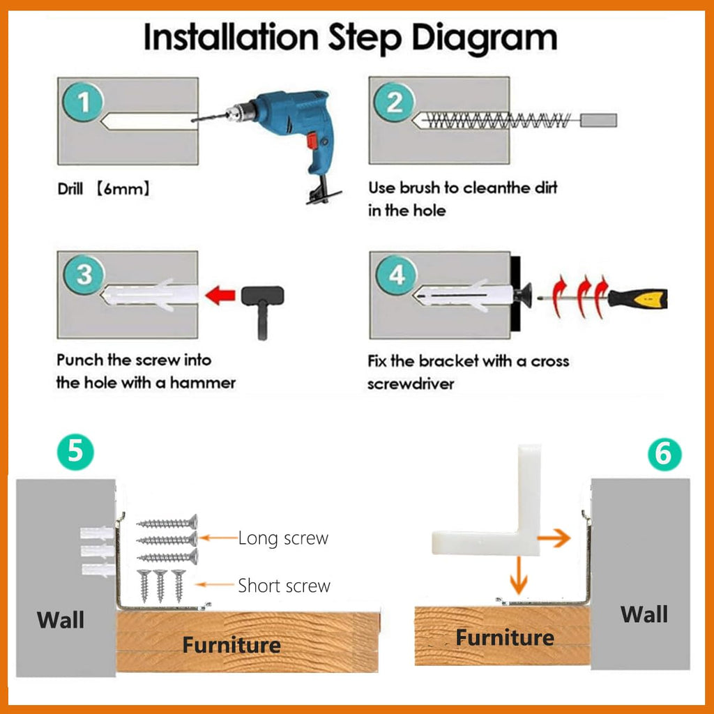 Furniture Anchors 4 Pack,Aesthetic & Invisible Once Installed,Secure 600 lbs Bookcase Dresser to Wall,Anti-Tip