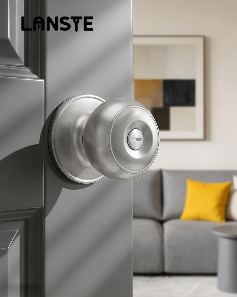 Brushed Nickel Door Knobs, 1 Pack Privacy Door Knobs Interior