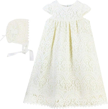 Baby Girls Traditional - Lace Christening Gown & Bonnet