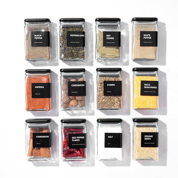 Glass Storage Jars with Bamboo Lid, glass canisters with airtight lids, Clear jars with lids for Spice, Cookie