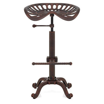 Rustic Industrial Bar Stool - Cast Iron Tractor Stool Adjustable Height Swivel Breakfast Bar Stool (Copper)