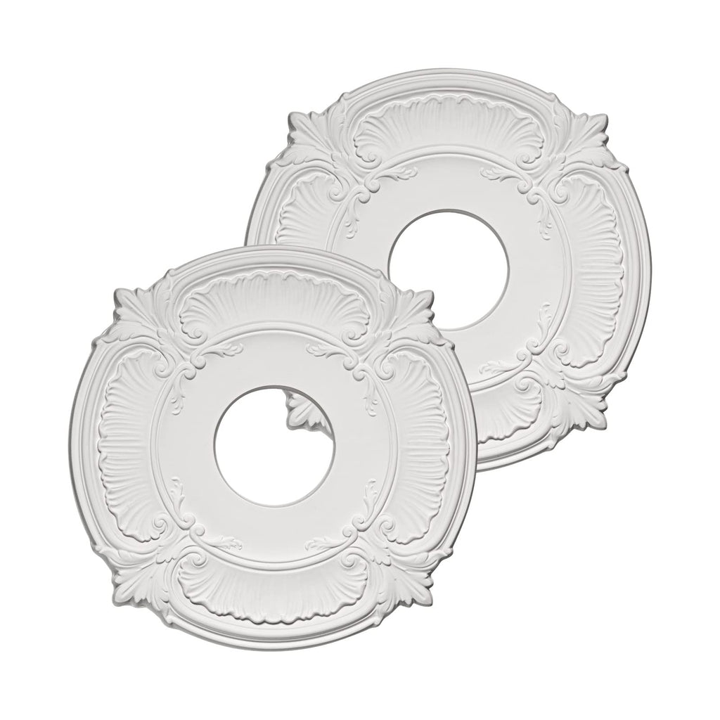 2 Pack White Home Lighting Ceiling Medallions Molded Plastic, 13" OD x 3-1/2"ID x 3/4" P