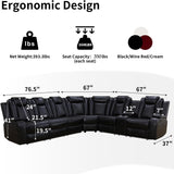 Power Recliner Sofa Sectional Couch with LED Light for Living Room,Leather Reclining Corner Sectional Sofa with 2