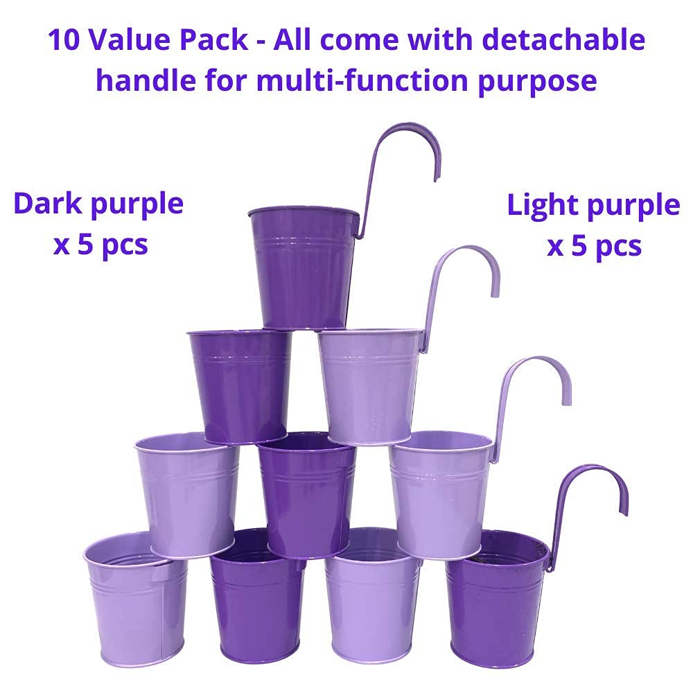LaLaGreen Outdoor Rail Planter (4 in, 10 Pack) Purple Metal Railing Pots