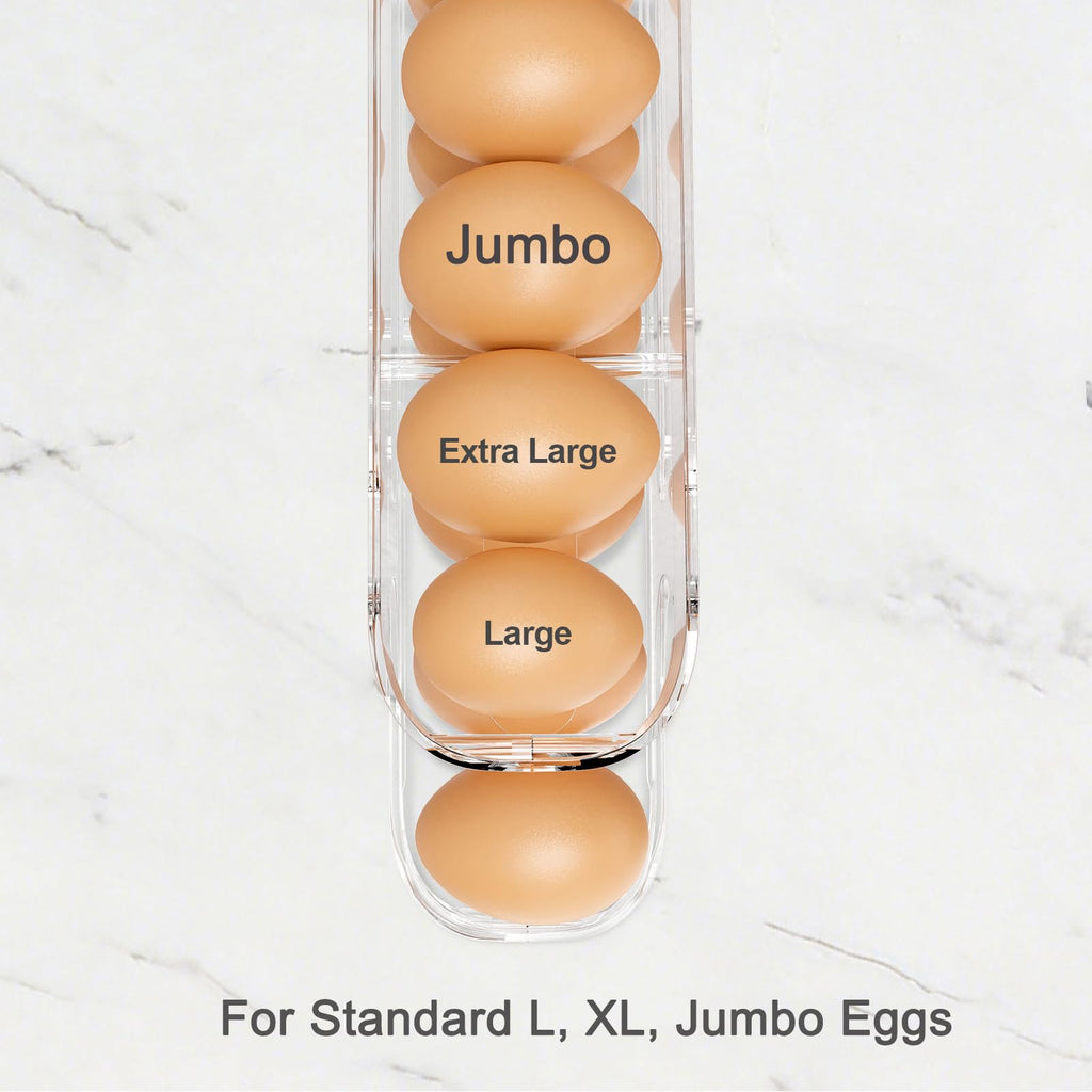 Egg Holder for Fridge, FIFO Egg Roller for Eggs 12 Count, Clear