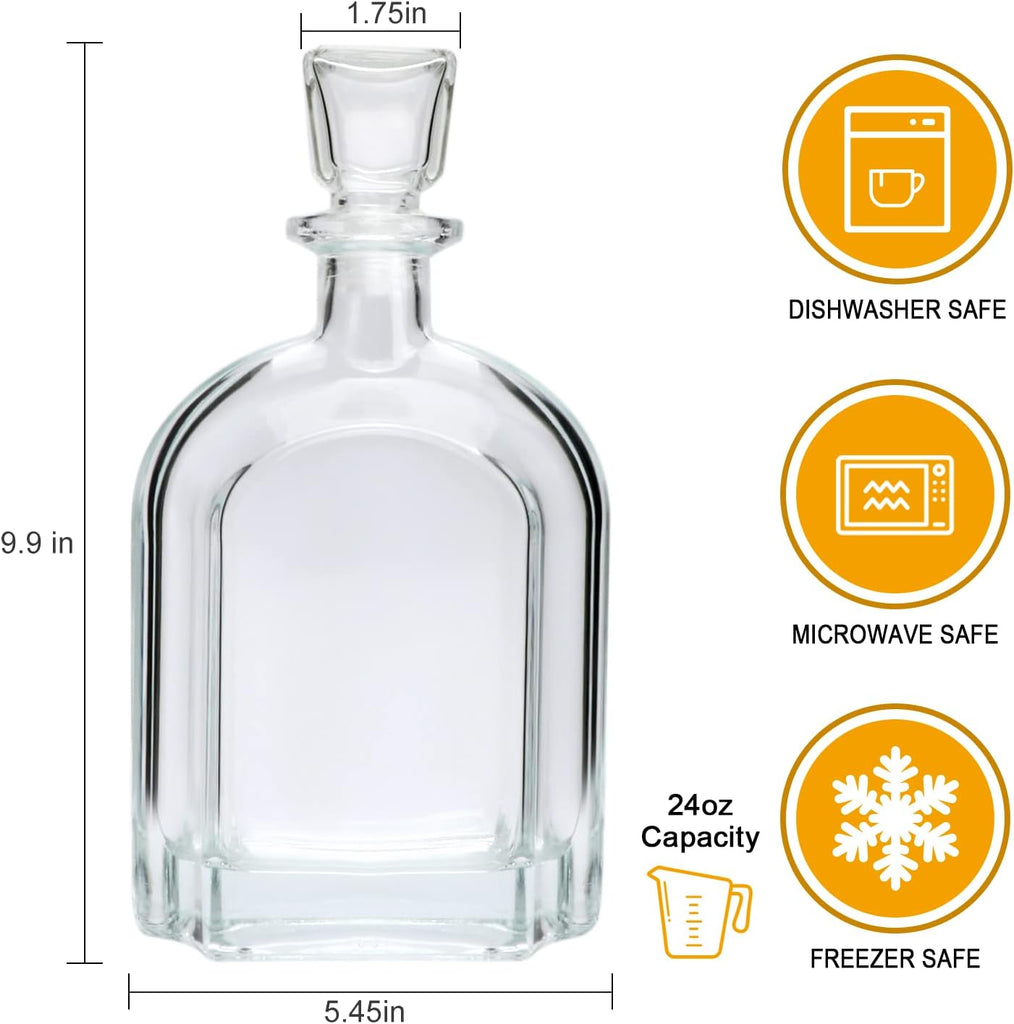 24oz Whiskey Glass Bottle,Decanter Set with Glasses,Delicate Decanter Set for Tequila, Brandy, Scotch & Vodka, Gifts - Set of 5