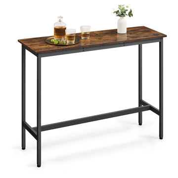 Bar Table, Narrow Long, High Top Pub Table, Steel Frame
