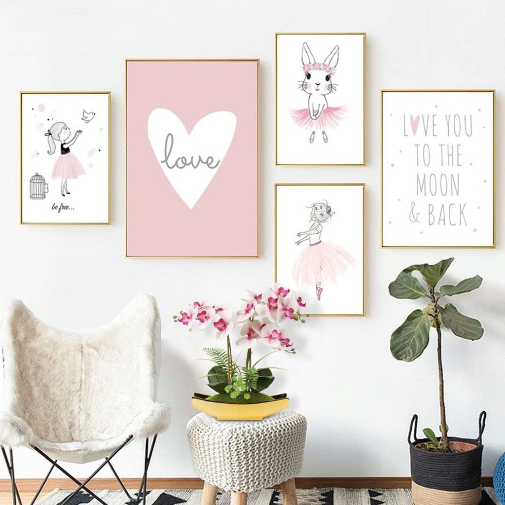 Orchids Artificial Flowers 15" Light Pink Phalaenopsis Orchid with Gold Pots Real Touch Faux Orchid Plant Living Room