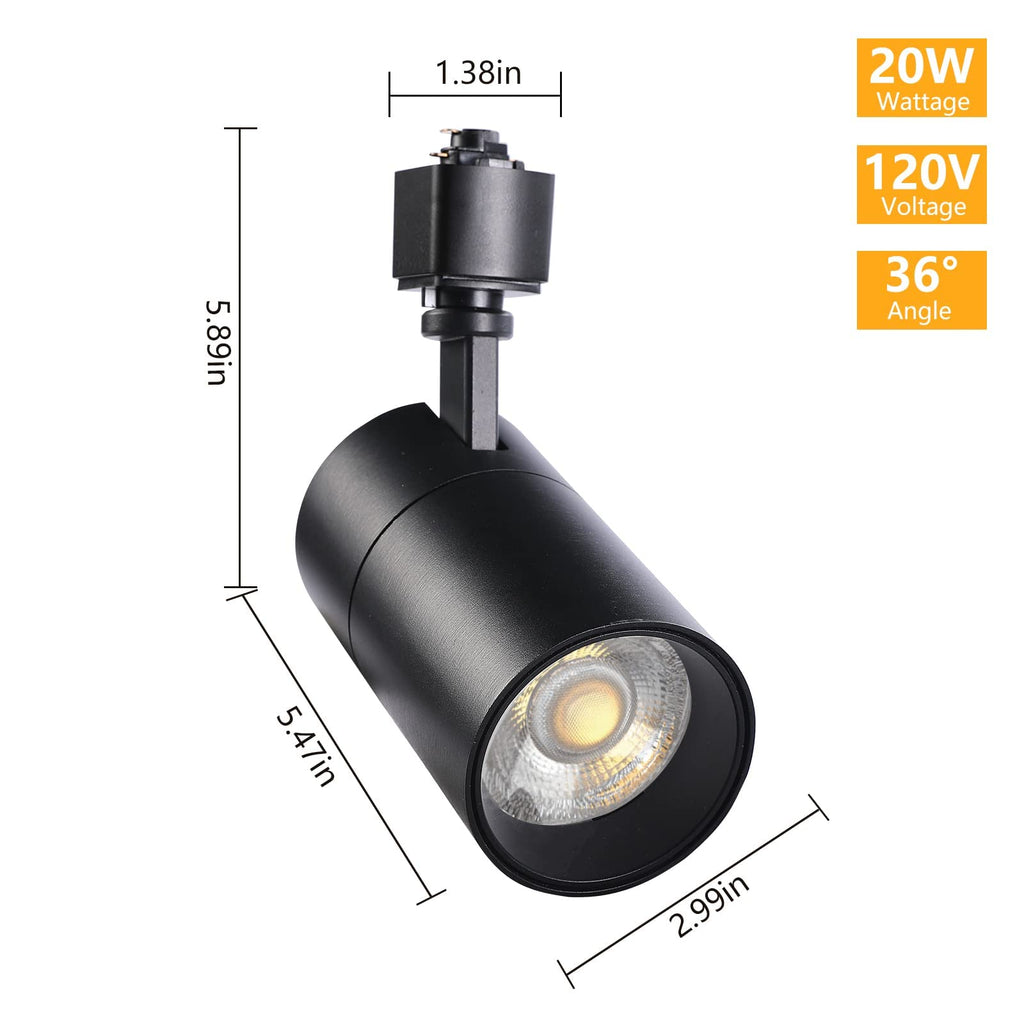 20W H Track Lighting Heads Dimmable, Black 3 Pack