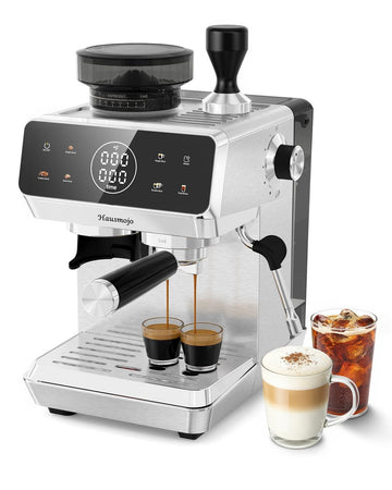 Espresso Machine with Built-in Burr Grinder, 44 Grind Settings & Steam Wand