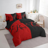 King and Queen Crown Bed in a Bag Queen Comforter Set 7 Piece,Her King and His Queen Bedding Set,Romantic Valentine's