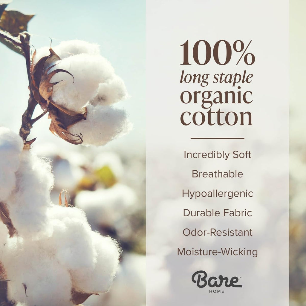 100% Organic Cotton Sateen Sheet Set (, White)