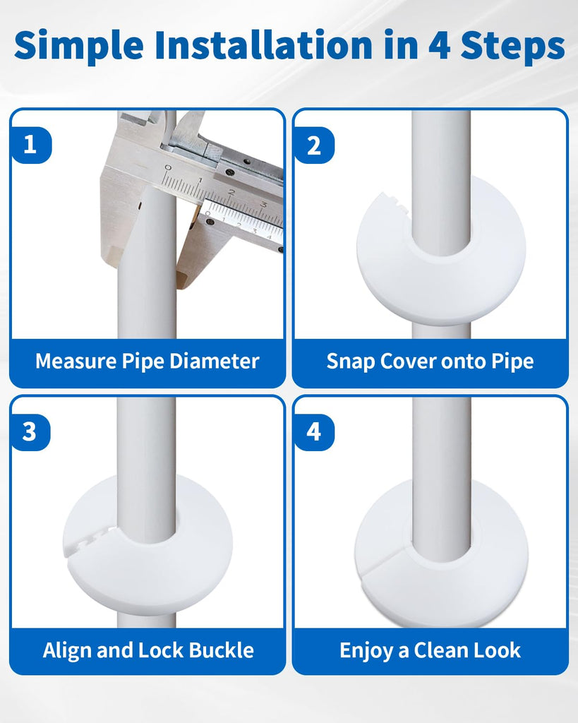 9 PCS Fit 3/4 Inch Flange Water Pipe Cover Decoration 20mm(3/4"), 3/4" Escutcheon Plate, Plastic PP White Snap-On