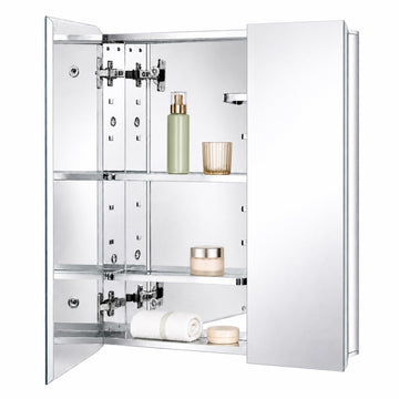 Stainless Steel Medicine Cabinet, Bathroom Mirror Cabinet, Surface Mount and Recess Mount, 23.6 x 25.6 inch, with