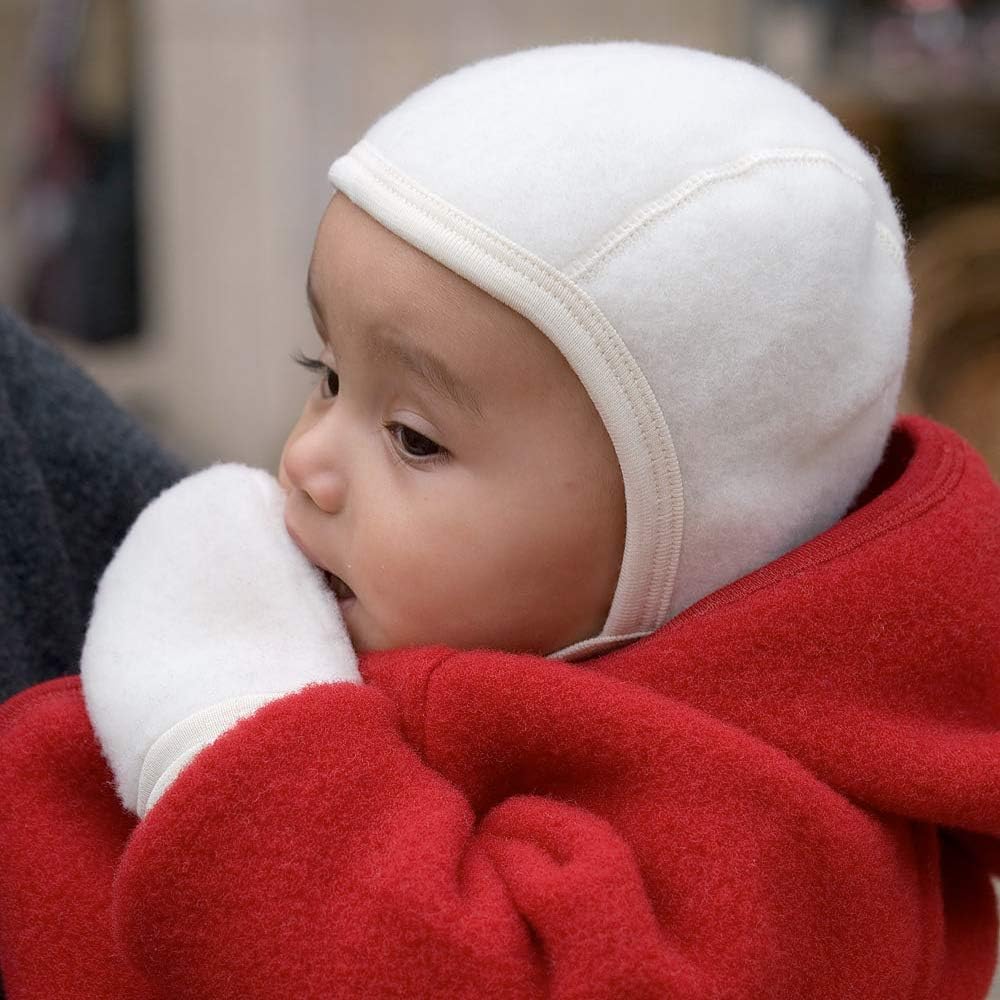 Baby Bonnet, | Organic Merino Wool Fleece, Pilot Cap with Ear Protection for Infants