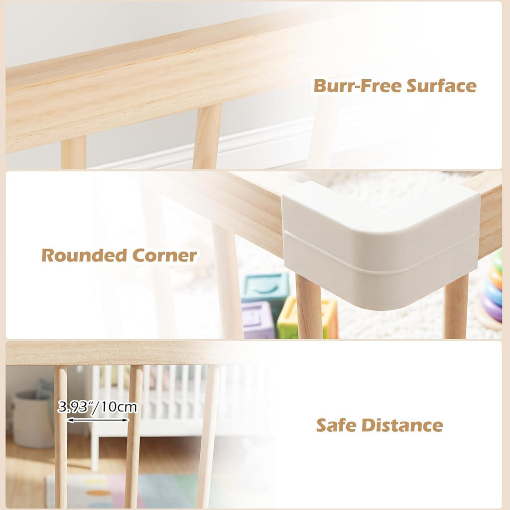 Wooden Baby Playpen with Adjustable Size & Shape, 8 Panels, Child Proof Lock, Easy to Assemble, 63" x 63" Portable