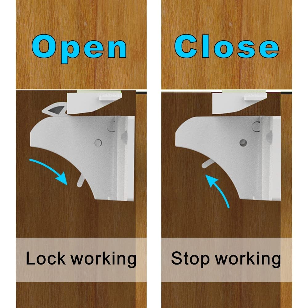 Upgraded Magnetic Cabinet Locks (32Locks and 6 Keys) Baby Proofing Magnetic Safety Locks with 3M Adhesive, One Minute
