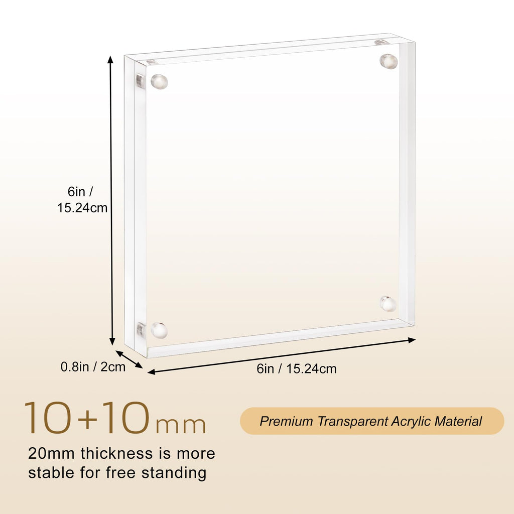 6x6 Acrylic Picture Frame 5 Pack, Frameless Clear Photo Frames