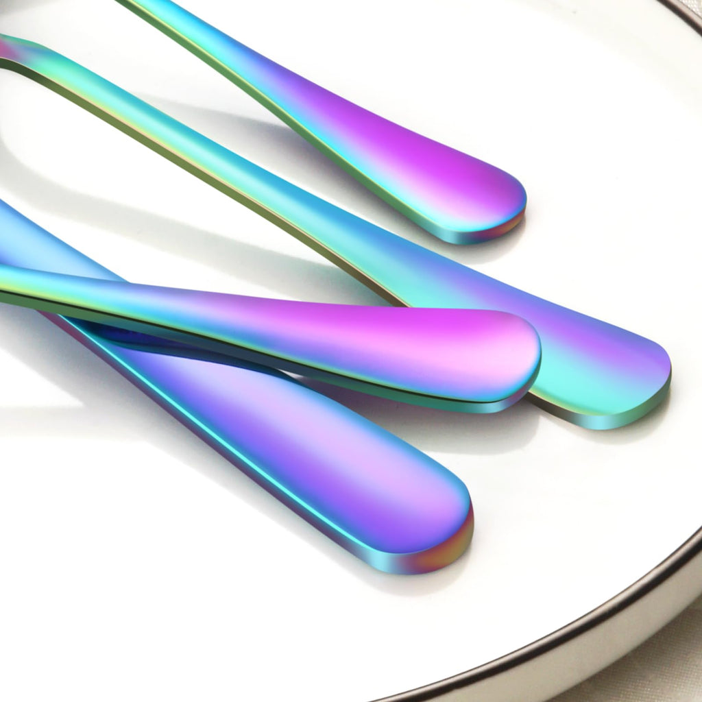 24-Piece Rainbow Silverware Set with Steak Knives Stainless Steel Flatware Set for 4 Food Grade Tableware Cutlery Set