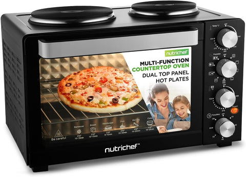 2-in-1 Convection Oven & Cooker - 30 Quart, 1500W Multi-Function Kitchen Oven with Dual Hot Plates, 