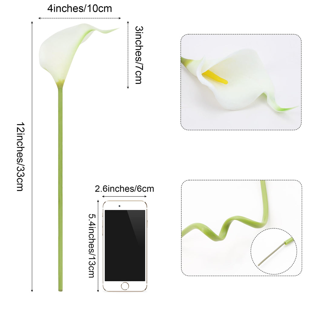 24 Pcs Fake Flowers White Artificial Calla Lily