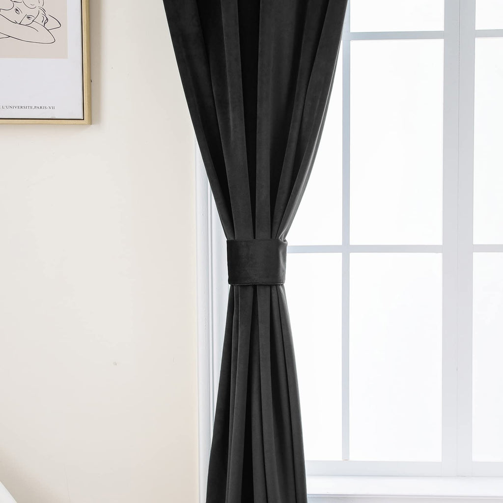 Velvet Curtains [2 Panels] Elegant Living Room Bedroom Window Drape Curtain, Grommet Eyelet Style (52" W x 95" L
