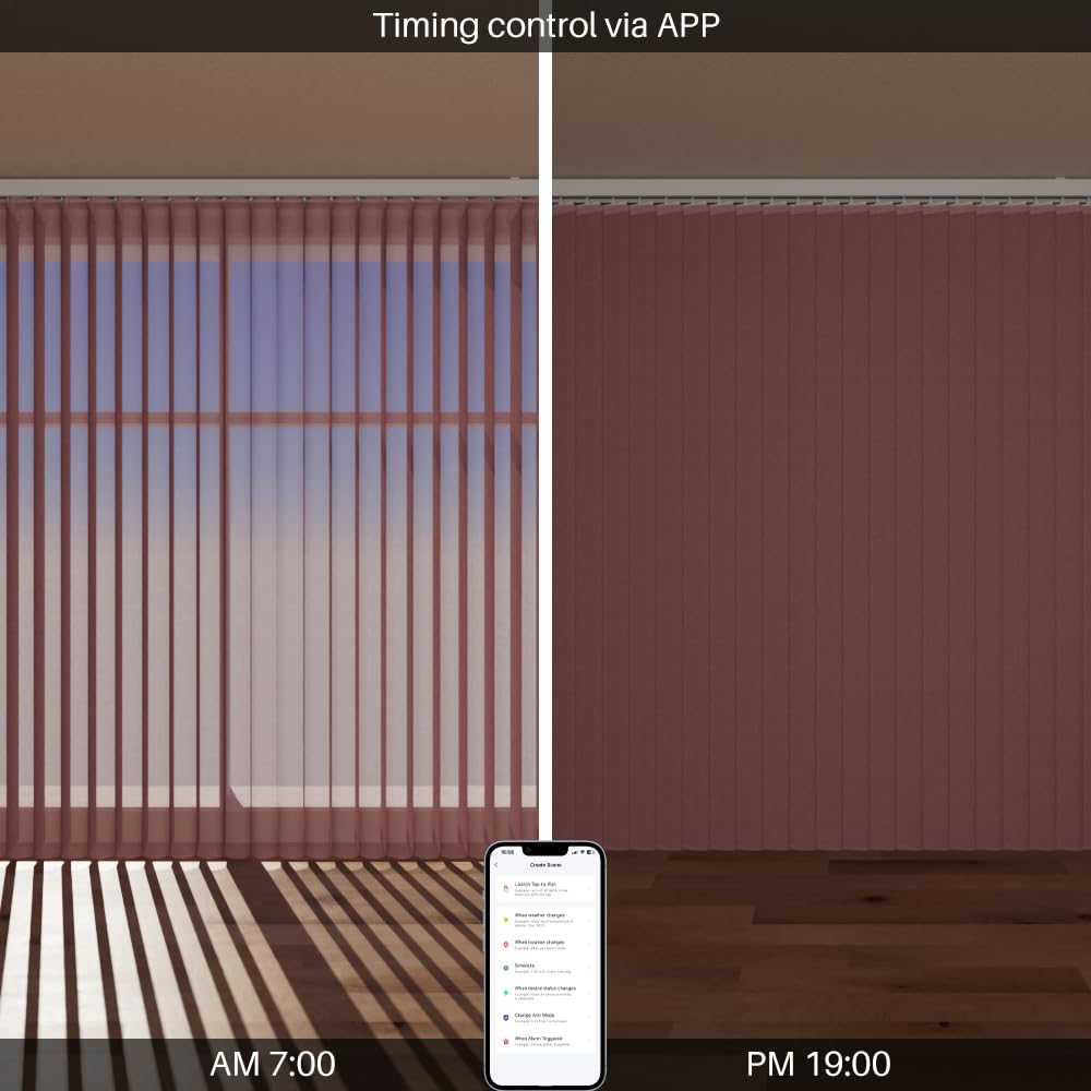Motorized Sheer Vertical Blinds Compatible with Alexa Google Home, Light Filtering Smart Vertical Blind Sliding Door