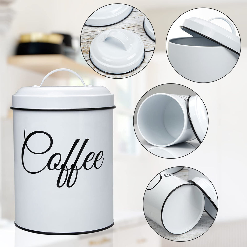 Coffee Tea Sugar Containers for Countertop, 3-Piece Stainless Steel Kitchen Canisters Set, Sugar Jar Coffee Jar with