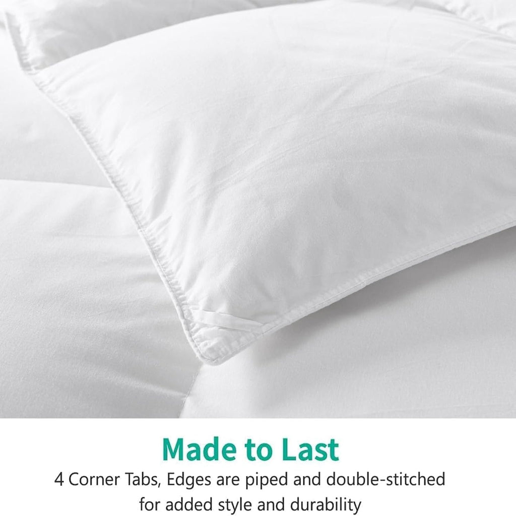 Lightweight Feather Down Comforter King - Ultra Soft 100% Organic Cotton Quilted Duvet Insert