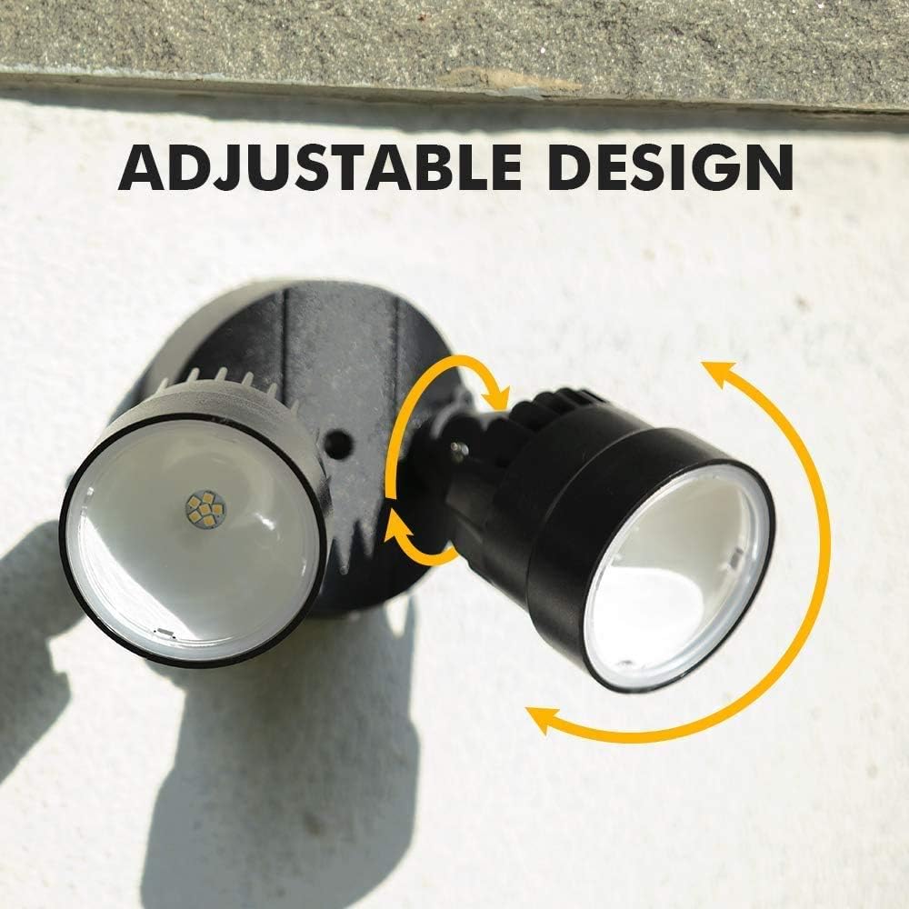 P6221B-D2D 2000 Lumen 18 Watt 28 LED Dual-Head Flood Light Outdoor Dusk to Dawn Waterproof Exterior Security Wall